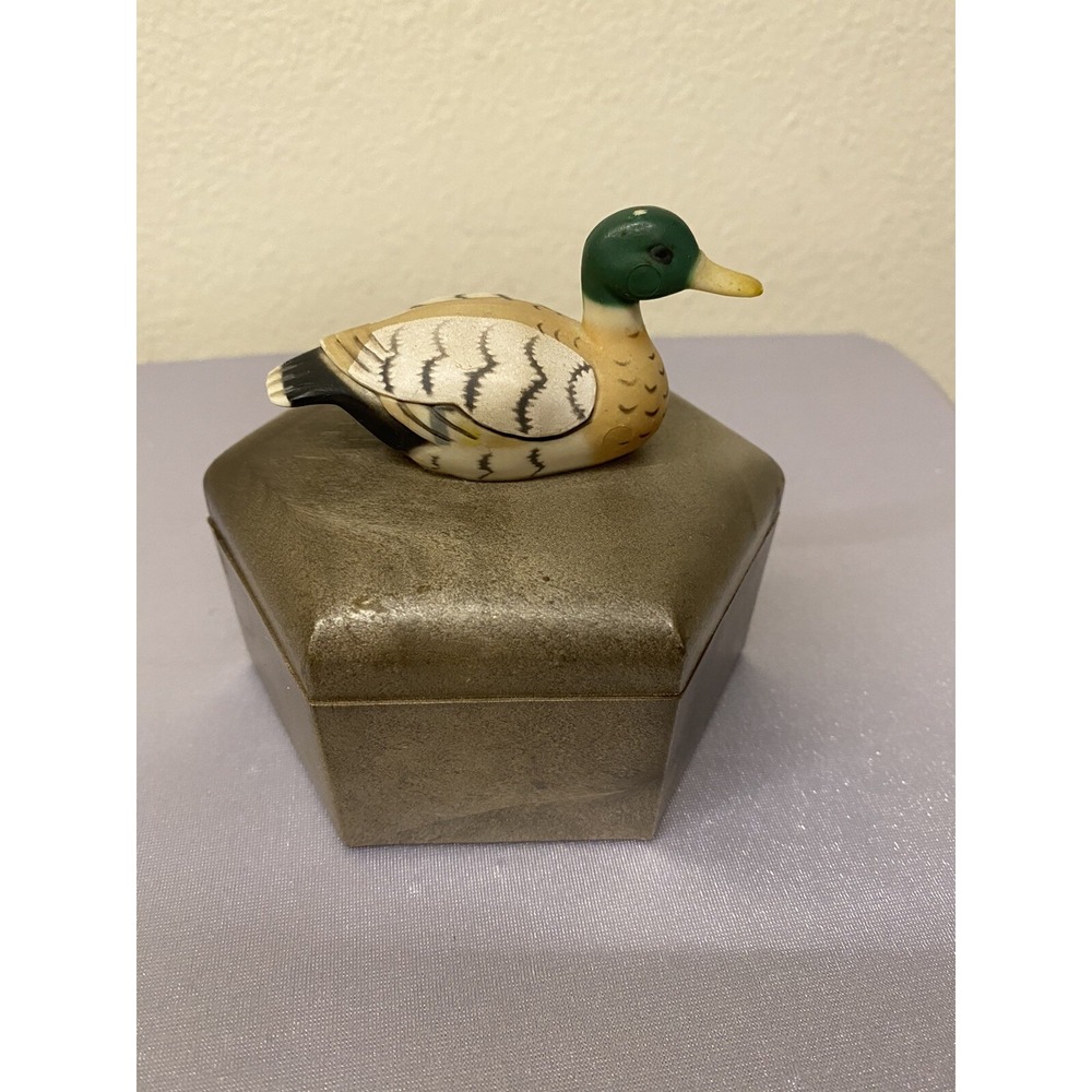 Trinket Box Hexagon Shaped Duck Vintage 1980s Hong Kong Mancave Hunter